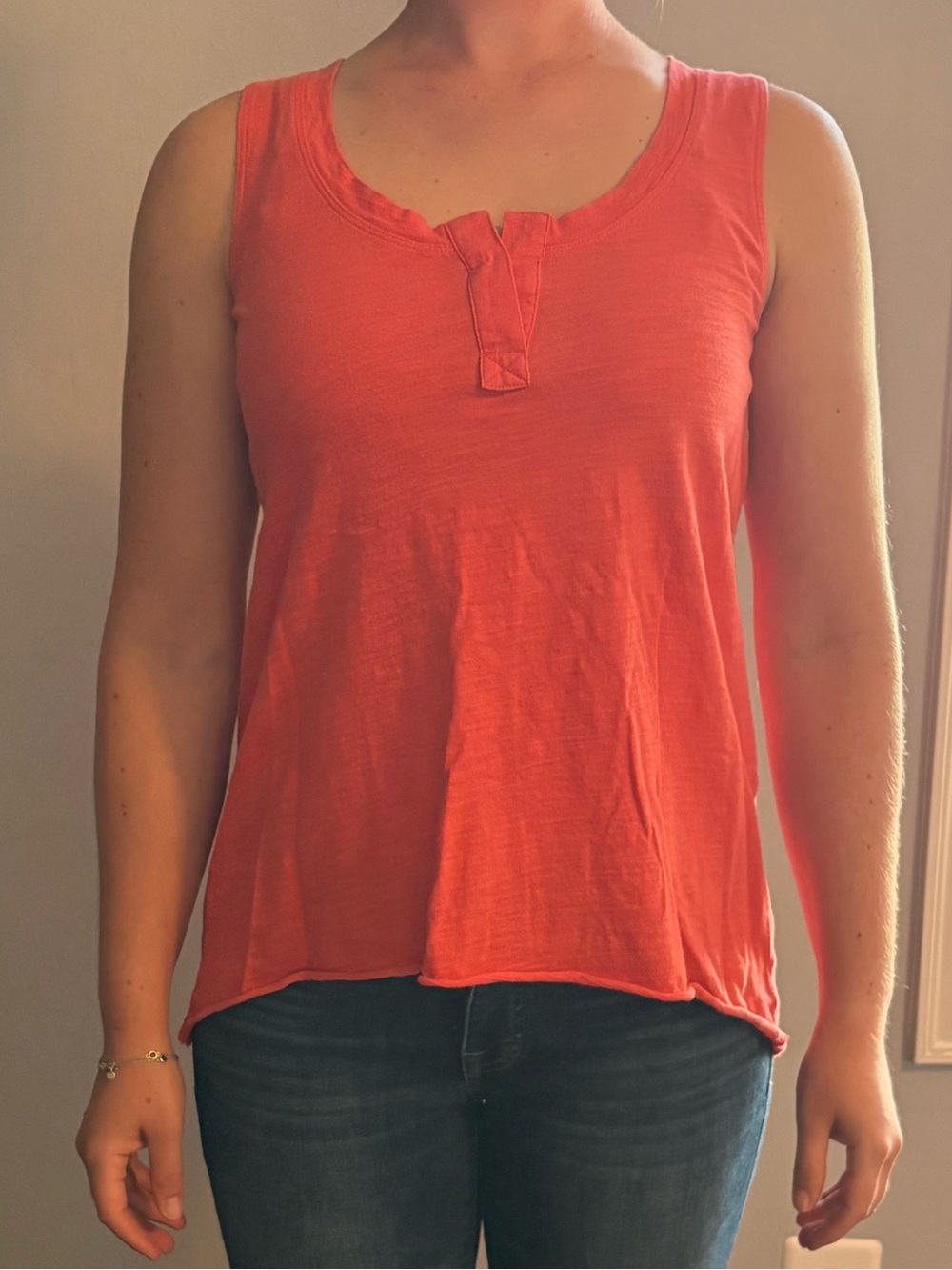 CAbi Orange Scoop Henley Tank